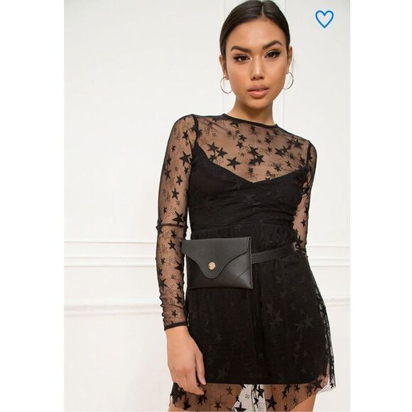 by the way. abel sheer skater dress in Black Star - Picture 3 of 8